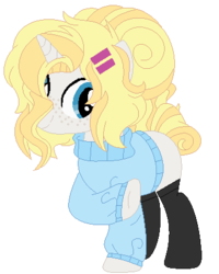 Size: 344x430 | Tagged: safe, artist:bezziie, oc, oc only, pony, unicorn, clothes, female, mare, simple background, socks, solo, sweater, transparent background, turtleneck