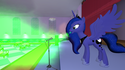 Size: 4080x2304 | Tagged: safe, princess luna, pony, g4, 3d, burp, female, gmod, microphone, solo