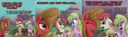 Size: 2752x800 | Tagged: safe, artist:hewison, daisy, flower wishes, lily, lily valley, roseluck, oc, oc:pun, pony, ask pun, g4, ask, flower trio, pun