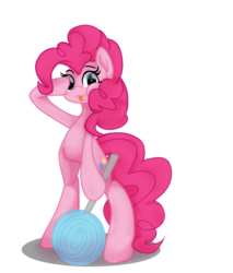 Size: 1024x1200 | Tagged: safe, artist:zsnowfilez, pinkie pie, earth pony, pony, g4, bipedal, bipedal leaning, candy, female, food, leaning, lollipop, simple background, solo, tongue out, transparent background