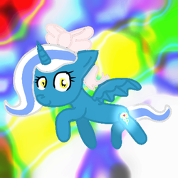 Size: 500x500 | Tagged: safe, artist:savvy-friends, oc, oc only, oc:fleurbelle, alicorn, pony, abstract background, alicorn oc, female, mare, smiling