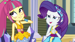 Size: 1912x1072 | Tagged: safe, screencap, rarity, sour sweet, dance magic, equestria girls, equestria girls specials, g4, cute, duo, duo female, female, freckles, ponytail, raribetes, sourbetes
