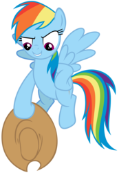 Size: 10000x14440 | Tagged: safe, artist:famousmari5, rainbow dash, pegasus, pony, g4, hearth's warming shorts, my little pony best gift ever, triple pony dare ya, absurd resolution, accessory theft, applejack's hat, cowboy hat, cute, dashabetes, female, hat, holding, mare, simple background, solo, stetson, teasing, transparent background, vector