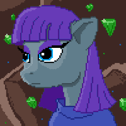 Size: 400x400 | Tagged: safe, artist:capt_hairball, maud pie, earth pony, pony, g4, animated, face, female, gem, gif, looking at you, mare, pixel art, solo, sparkles, stare