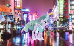 Size: 1600x1000 | Tagged: safe, artist:cozmo312bb, mistmane, pony, unicorn, g4, china, female, irl, mistmane's flower, photo, ponies in real life