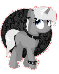 Size: 330x414 | Tagged: safe, artist:lupinhallow, oc, oc only, oc:meredith, pony, unicorn, blank flank, collar, cross, ear piercing, earring, female, jewelry, mare, necklace, piercing, simple background, solo, spiked wristband, transparent background, wristband
