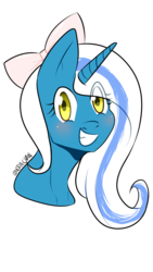 Size: 1024x1821 | Tagged: safe, oc, oc only, oc:fleurbelle, alicorn, pony, alicorn oc, bow, eye clipping through hair, female, hair bow, looking at you, mare, smiling, solo