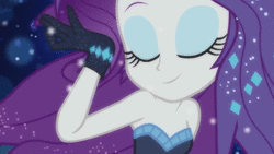 Size: 1280x720 | Tagged: safe, screencap, rarity, equestria girls, g4, my little pony equestria girls: better together, the other side, animated, bare shoulders, bedroom eyes, bodysuit, clothes, female, gloves, high heels, lidded eyes, looking at you, no sound, one eye closed, shoes, sleeveless, solo, unitard, webm, wink, youtube link