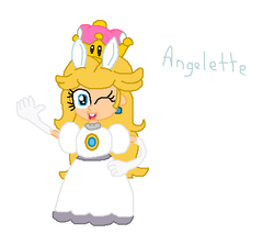 Size: 456x388 | Tagged: safe, artist:drypony198, angel bunny, g4, angelette, crown, jewelry, male to female, new super mario bros. u, new super mario bros. u deluxe, princess peach, regalia, rule 63, super crown, super mario bros., toadette, transformation
