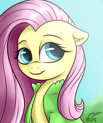 Size: 1000x1193 | Tagged: safe, artist:azerta56, fluttershy, pegasus, pony, g4, 365 days challenge, clothes, coat, female, mare, solo