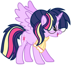 Size: 1280x1167 | Tagged: safe, artist:bezziie, twilight sparkle, alicorn, pony, g4, alternate hairstyle, clothes, female, glasses, scarf, simple background, solo, transparent background, twilight sparkle (alicorn)