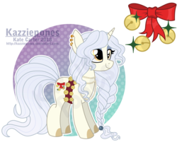 Size: 1024x824 | Tagged: safe, artist:kazziepones, oc, oc only, pony, unicorn, adoptable, female, mare, show accurate, sleigh bells, solo