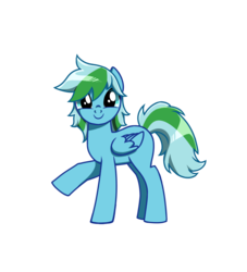 Size: 928x1024 | Tagged: safe, oc, oc only, pegasus, pony, cute, green eyes, green mane, green tail, looking at you, raised hoof, smiling, solo