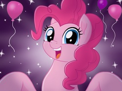 Size: 2732x2048 | Tagged: safe, artist:justsomepainter11, pinkie pie, earth pony, pony, g4, my little pony: the movie, balloon, female, happy, high res, movie accurate, show accurate, solo
