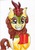 Size: 1536x2172 | Tagged: safe, artist:stewart501st, autumn blaze, kirin, g4, my little pony: friendship is magic, sounds of silence, awwtumn blaze, cloven hooves, cute, female, grin, hearth's warming, holiday, hoof hold, kirinbetes, looking at you, present, simple background, smiling, solo, squee, white background