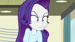 Size: 1912x1072 | Tagged: safe, screencap, rarity, equestria girls, equestria girls specials, g4, my little pony equestria girls: dance magic, angry, blouse, breasts, clothes, faic, female, gritted teeth, hair, hairpin, makeup, rarity is not amused, shrunken pupils, solo, teenager, teeth, unamused