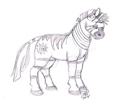 Size: 1095x980 | Tagged: safe, artist:carnivorouscaribou, zecora, pony, zebra, g4, female, monochrome, solo, traditional art