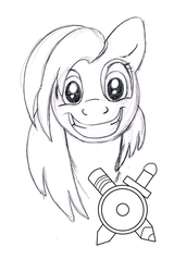 Size: 731x1071 | Tagged: safe, artist:carnivorouscaribou, oc, oc only, oc:rough sketch (carnivorouscaribou), earth pony, pony, bust, female, mare, monochrome, portrait, solo, traditional art