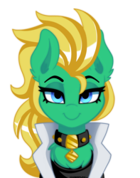 Size: 1500x1900 | Tagged: safe, artist:ciderpunk, oc, oc only, oc:professor sugarcube, bust, clothes, collar, gloves, lab coat, shirt, simple background, solo, t-shirt, transparent background