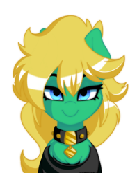 Size: 1500x1900 | Tagged: safe, alternate version, artist:ciderpunk, oc, oc only, oc:professor sugarcube, alternate hairstyle, bust, clothes, collar, shirt, simple background, solo, t-shirt, transparent background