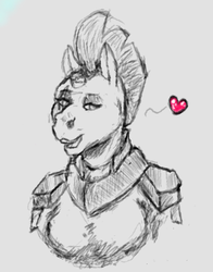 Size: 384x490 | Tagged: safe, artist:firelorda2, tempest shadow, anthro, g4, armor, drawpile, female, heart, mare, sketch