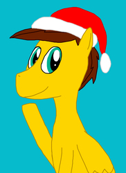 Size: 1866x2568 | Tagged: safe, artist:sb1991, oc, oc:film reel, pegasus, pony, challenge, christmas, clothes, equestria amino, hat, holiday, looking at you, santa hat, twelve days of christmas, waving