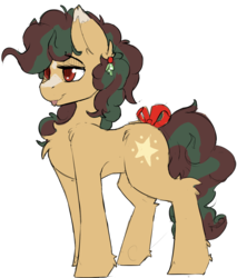 Size: 1101x1293 | Tagged: source needed, safe, artist:beardie, oc, oc only, pony, :p, bedroom eyes, bow, ear piercing, earring, female, jewelry, looking offscreen, mare, multicolored hair, multicolored mane, multicolored tail, piercing, simple background, solo, tail, tail bow, tongue out, transparent background
