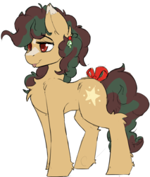 Size: 1101x1293 | Tagged: safe, artist:beardie, oc, oc only, pony, :p, bedroom eyes, bow, ear piercing, earring, female, jewelry, looking offscreen, mare, multicolored hair, multicolored mane, multicolored tail, piercing, simple background, solo, tail, tail bow, tongue out, transparent background