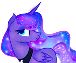 Size: 1280x1070 | Tagged: safe, artist:lionsca, princess luna, alicorn, pony, g4, concerned, ethereal mane, female, galaxy mane, missing accessory, missing cutie mark, simple background, solo, transparent background