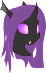 Size: 2334x3676 | Tagged: safe, artist:renderpoint, oc, oc only, oc:violet rose, changeling, bust, changeling oc, commission, female, high res, portrait, purple, purple changeling, purple eyes, purple mane, simple background, solo, transparent background, wip