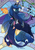 Size: 399x564 | Tagged: safe, artist:yukandasama, princess luna, tiberius, alicorn, bubble fish, fish, opossum, pony, seapony (g4), g4, spoiler:comic, blue eyes, clothes, colored pupils, crown, cute, dorsal fin, ethereal mane, ethereal tail, female, fin, fin wings, fins, fish tail, flowing mane, flowing tail, hoof shoes, horn, jewelry, mare, night, ocean, peytral, princess shoes, regalia, scales, seaponified, seapony luna, see-through, solo focus, sparkles, species swap, spread wings, stained glass, starry mane, starry tail, stars, swimming, tail, underwater, water, wings