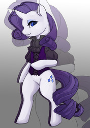 Size: 1280x1810 | Tagged: safe, artist:ronniesponies, rarity, pony, unicorn, semi-anthro, g4, arm hooves, clothes, female, lidded eyes, mare, shirt, solo, zoom layer
