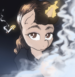Size: 959x986 | Tagged: safe, anonymous artist, pony, unicorn, 4chan, blade runner, cigarette, cigarette smoke, colored, crossover, ponified, rachel, smoking, solo