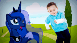 Size: 614x346 | Tagged: safe, artist:2snacks, princess luna, alicorn, human, pony, two best sisters play, g4, animated, bomb, context is for the weak, crown, explosion, eyeshadow, faic, fallout, fallout 4, female, gif, hoers, hoof shoes, irl, jewelry, majestic as fuck, makeup, male, male to female, muna, nuclear bomb, nuclear explosion, nuclear weapon, photo, regalia, wat, weapon, youtube link
