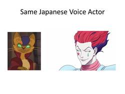 Size: 960x720 | Tagged: safe, capper dapperpaws, g4, my little pony: the movie, chest fluff, daisuke namikawa, exploitable meme, hisoka morow, hunter x hunter, japan, japanese, meme, same voice actor