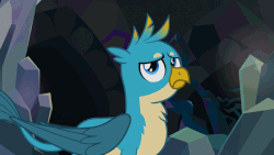 Size: 800x450 | Tagged: safe, screencap, gallus, griffon, g4, what lies beneath, animated, cute, gallabetes, gif, male, solo, spread wings, wingboner, wings