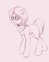Size: 1728x2160 | Tagged: source needed, safe, artist:apostolllll, oc, oc only, earth pony, pony, clothes, glasses, monochrome, scarf, sketch, smiling, solo