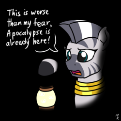 Size: 1280x1280 | Tagged: safe, artist:mkogwheel, zecora, pony, zebra, g4, 30 minute art challenge, apocalypse, black background, female, hoof hold, lantern, mare, simple background, solo, tumblr 2018 nsfw purge