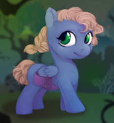 Size: 1280x1375 | Tagged: safe, artist:ronniesponies, oc, oc only, oc:lucky fluff, pegasus, pony, blank flank, female, filly, saddle bag, solo