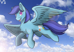 Size: 900x637 | Tagged: safe, artist:auveiss, oc, oc only, oc:sierra nightingale, pegasus, pony, flying, solo