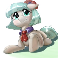 Size: 1536x1536 | Tagged: safe, artist:kurogewapony, coco pommel, earth pony, pony, g4, cocobetes, cute, female, floppy ears, mare, smiling, solo