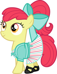 Size: 924x1200 | Tagged: safe, artist:cloudy glow, apple bloom, earth pony, pony, g4, alternate hairstyle, american girls, clothes, dress, female, filly, simple background, solo, transparent background