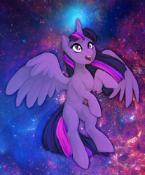 Size: 500x605 | Tagged: safe, artist:ronniesponies, twilight sparkle, alicorn, pony, g4, female, mare, missing cutie mark, solo, space, spread wings, twilight sparkle (alicorn), wings, zoom layer