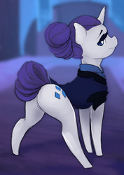 Size: 1280x1811 | Tagged: safe, artist:ronniesponies, rarity, pony, unicorn, g4, alternate timeline, butt, female, looking back, mare, night maid rarity, nightmare takeover timeline, plot, rear view, rearity, solo