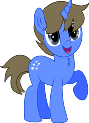 Size: 3893x5353 | Tagged: safe, artist:cyanlightning, oc, oc only, oc:tru blu, pony, unicorn, 2019 community collab, derpibooru community collaboration, g4, .svg available, absurd resolution, chest fluff, ear fluff, female, mare, open mouth, raised hoof, simple background, solo, transparent background, vector
