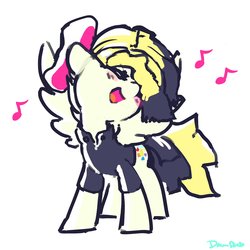 Size: 1800x1800 | Tagged: safe, artist:dawnfire, songbird serenade, pegasus, pony, g4, my little pony: the movie, cloud, female, mare, music notes, simple background, singing, smiling, solo