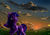 Size: 1024x715 | Tagged: safe, artist:com3tfire, twilight sparkle, alicorn, pony, g4, cloud, female, solo, sunset, twilight sparkle (alicorn)