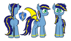 Size: 2925x1709 | Tagged: safe, artist:moonatik, oc, oc only, oc:coldtoon, oc:knight blitz, bat pony, pony, cute, cute little fangs, cutie mark, fangs, male, reference sheet, simple background, solo, spread wings, stallion, transparent background, wings