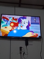 Size: 3120x4160 | Tagged: safe, rarity, g4, my little pony best gift ever, boomerang (tv channel), sony, sony bravia, television
