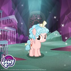Size: 1080x1080 | Tagged: safe, gameloft, cozy glow, pegasus, pony, g4, official, cave, cozybetes, cute, cutie mark, face of mercy, female, filly, foal, my little pony logo, pure concentrated unfiltered evil of the utmost potency, pure unfiltered evil, solo, sparkles, tartarus